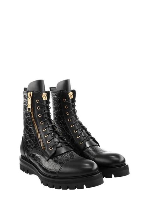 Versace Stamped Croc Army Boot 'Black Gold' 